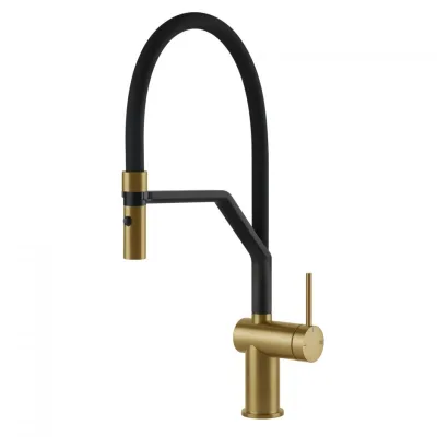 Gessi Miscelatore semi pro monocomando con doccetta estraibile Inedito Collection 60429 716 finitura Gold Brushed PVD