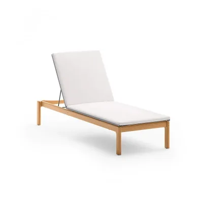 Unopiù Lettino CORA con struttura in legno teak e telo in tessuto tecnico - Con o senza cuscino