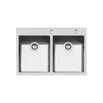 Foster Lavello due vasche 2279 050 finitura acciaio inox da 77x52 cm