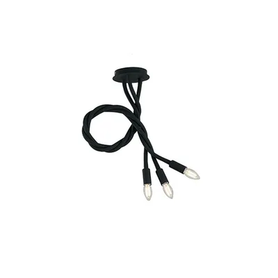 Plafoniera curvilinea in metallo e silicone nero, 3 luci E14, 15x100cm