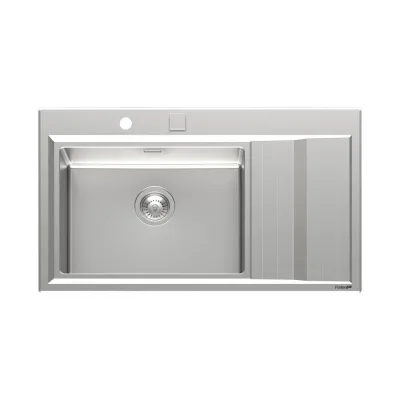 Foster Lavello una vasca con gocciolatoio a destra 4500 052 finitura acciaio inox da 87.3x51.3 cm