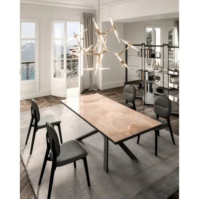Ozzio Tavolo allungabile 4x4 art. T240 con struttura in metallo e piano a scelta da 170x90 (224x118) cm