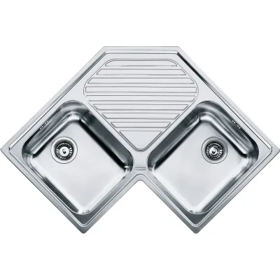 Franke: Lavello ad angolo due vasche con gocciolatoio da incasso PNX 621-E 101.0021.616 in acciaio inox da 83 cm