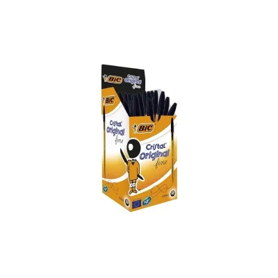 PENNA A SFERA BIC CRISTAL ORIGINAL FINE 0,8MM LINEA 0,30MM TRASLUCIDO COLORE NERO 872731