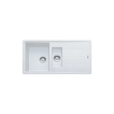 Franke: Lavello una vasca con vaschetta e gocciolatoio Boston BFG 651 114.0276.136 finitura fragranite bianco da 97x50 cm