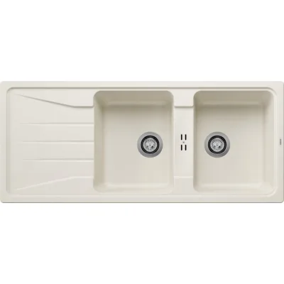 Blanco Lavello due vasche con gocciolatoio SONA 8 S 1527156 finitura soft white da 116x50 cm - Sopratop