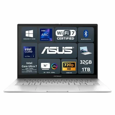 ASUS Zenbook 14 OLED UX3405CA-PZ287W Intel Core Ultra 7 255H 32GB Intel ARC Graphics SSD 1TB 14'' 3K 120Hz Touchscreen Win11 Tastiera retroilluminata