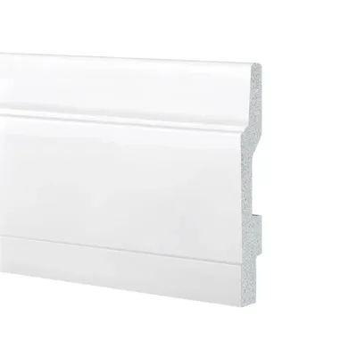Battiscopa passacavi in duropolimero bianco 2000x130x15mm