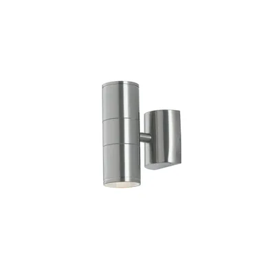 Applique da esterno inox cilindrica in alluminio, luce doppia emissione, 2 luci GU10, 6x16cm