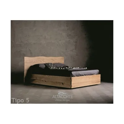Altacorte Letto king size con testiera e contenitore Wood Tipo 5 da 180 cm