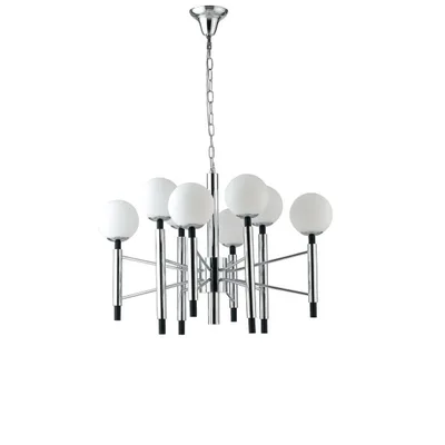 Lampadario a sospensione Cromo/Nera 8Xe14 83X120X15Cm