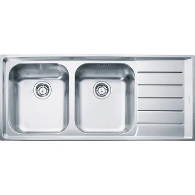 Franke: Lavello due vasche con gocciolatoio a destra Neptune NEX 221 127.0059.718 finitura inox satinato da 116,4x51,4 cm