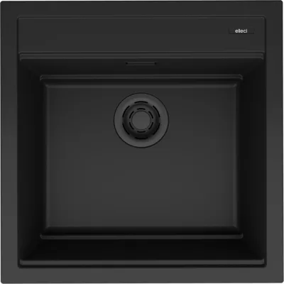 Elleci Lavello una vasca BEST 104 LKB10486 finitura composito K86 nero da 51x51 cm