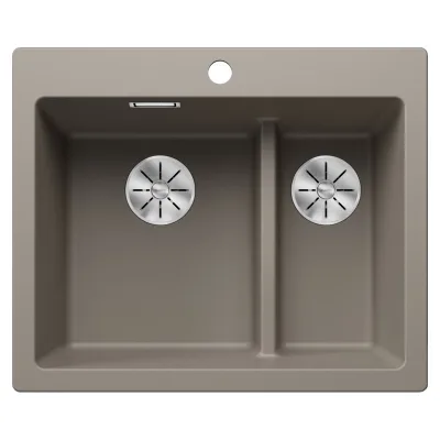 Blanco Lavello a una vasca con vaschetta PLEON 6 SPLIT Platinum 5521696 finitura tartufo da 61x51 cm - Sopratop