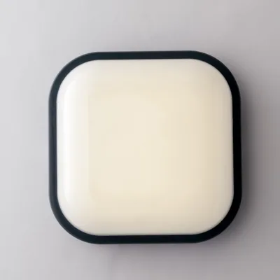 Applique per esterni antracite quadrata in policarbonato, LED 28W, CCT, 22.1x22.1cm