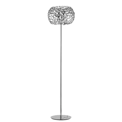 Piantana moderna in metallo cromato, 3 lampadine E27, 40x163cm