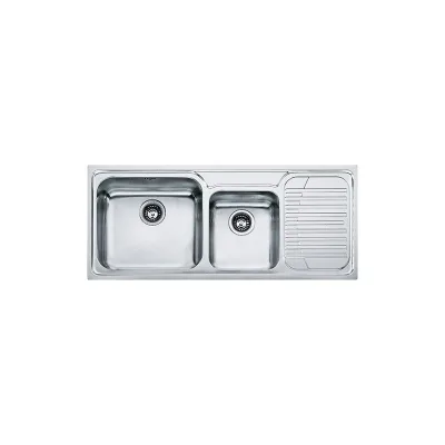 PRONTA CONSEGNA - Franke: Lavello due vasche con gocciolatoio a destra Galassia GAX 621 101.0017.506 finitura inox satinato da 116x50 cm