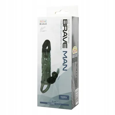 Guaina Pene Vibrante Baile Brave Man 17 cm TPR Multispeed con Anello