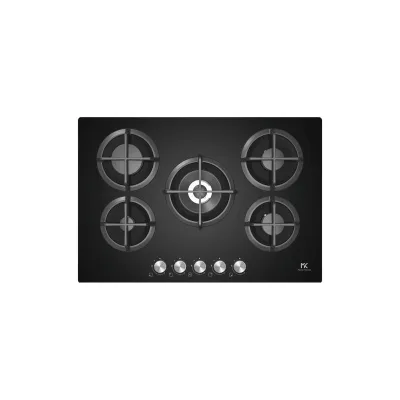 Master Kitchen Piano cottura a gas MKHG 754101-PR TC BK in cristallo temperato nero da 75 cm