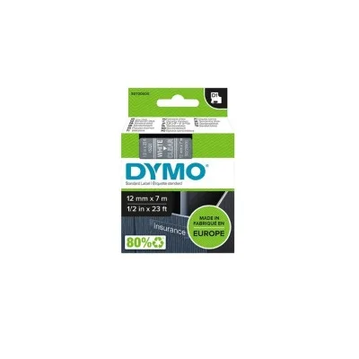 NASTRO ETICHETTE ORIGINALE DYMO S0720600 D1 45020 Testo bianco su sfondo trasparente Larghezza 12 mm x 7 metri