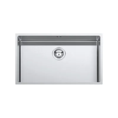 Barazza Lavello una vasca quadra R12 1QR706 finitura inox AISI 316 satinato da 70x40 cm