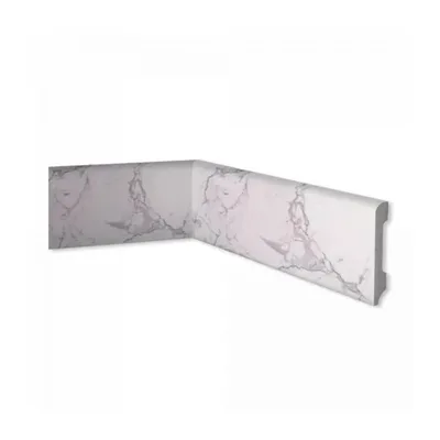 Battiscopa in duropolimero effetto marmo bianco Carrara 2000x85x12mm