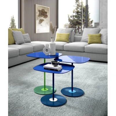 Maconi Tavolino quadrato Crystal 1033 con piano in vetro da 46 cm e h. 44 cm serie Coffee Table collection