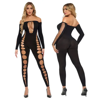 Sexy Tutina Premium Bodystocking Catsuit One Size taglie comode intimo rete nera