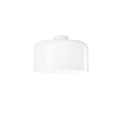 Plafoniera elegante in vetro bianco, lampadina E27, 23x35cm