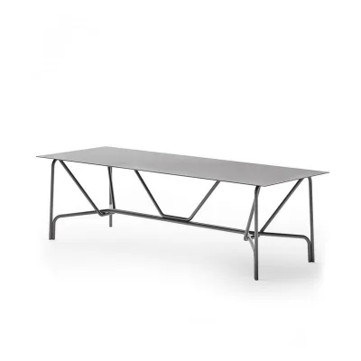 Unopiù Tavolo fisso SALÒ in alluminio e piano a scelta da 279x100 cm