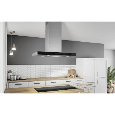 Airforce Cappa a isola aspirante F206 IXBL/A/90 CCF2069517 finitura inox e nero da 90 cm