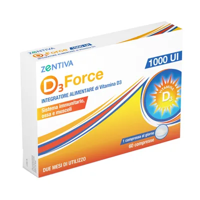 Zentiva D3 Force Integratore Per le Difese Immunitarie 1000 UI 60 Compresse