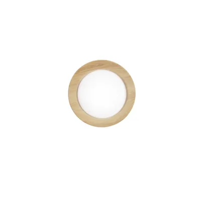 Plafoniera circolare in metallo e acrilico bianco, interno legno, 1 LED 23W, CCT, 40x40cm