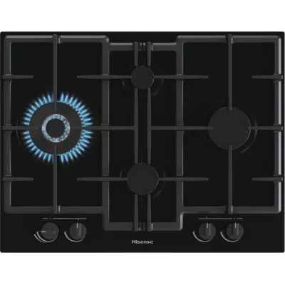 Hisense Piano cottura a gas GED663B finitura vetro nero da 67 cm