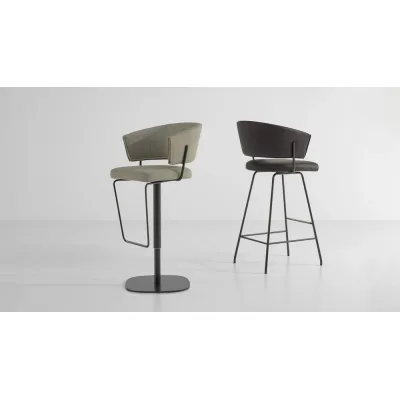 Bonaldo Sgabello Bahia Too H 57/77 con base girevole in metallo e seduta a scelta