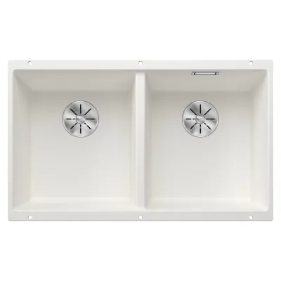 Blanco Lavello a due vasche SUBLINE 350/350-U Platinum 5523578 finitura bianco da 75x46 cm - Sottotop