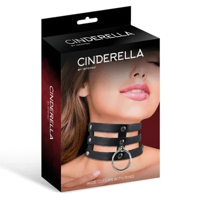 Collare BDSM Largo Nero con Anello Fetish Pelle Vegana Regolabile Unisex Adulto