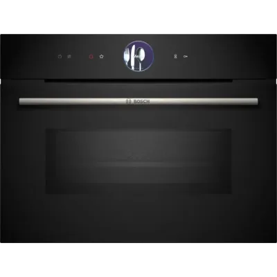 Bosch Forno compatto combinato a microonde CMG7761B1 finitura vetro nero da 60 cm - Serie 8