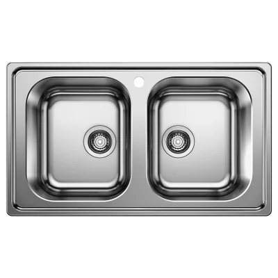 Blanco Lavello due vasche DINAS 8 1328108 in acciaio inox da 86x50 cm - Sopratop