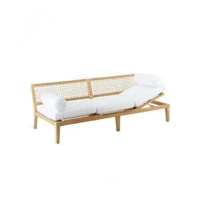 Unopiù Divano-letto 3 posti con seduta regolabile SYNTHESIS in teak e fibra sintetica WaProLace - Con o senza cuscino