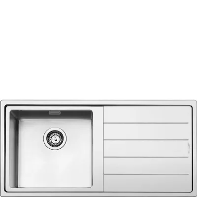 Smeg S Lavello una vasca con gocciolatoio dx LFT100D finitura acciaio inox da 101x51 cm - Filotop/Flat