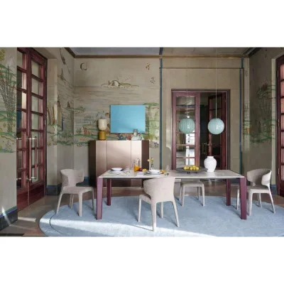 Cassina Tavolo fisso Longplane con struttura in legno e piano a scelta
