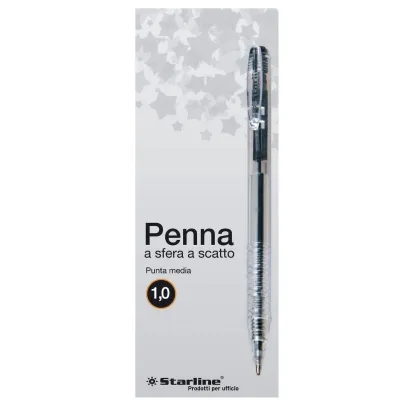 Penna a sfera a scatto NERA punta 1,0mm Conf 20 pezzi