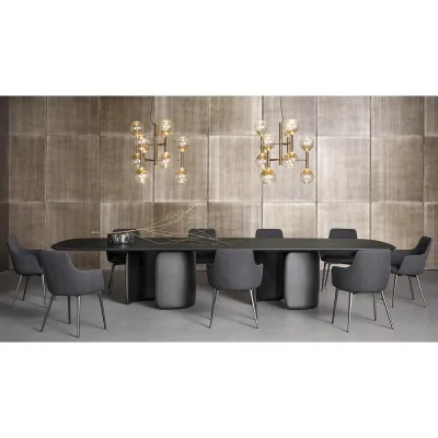 Bonaldo Tavolo fisso Mellow con struttura in poliuretano e piano in legno da 400x140 cm