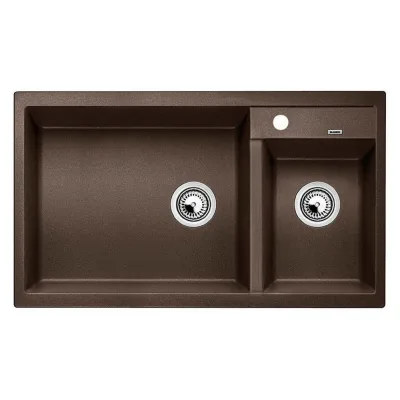 Blanco Lavello due vasche con gocciolatoio METRA 9 1515050 finitura caffè da 86x50 cm - Sopratop