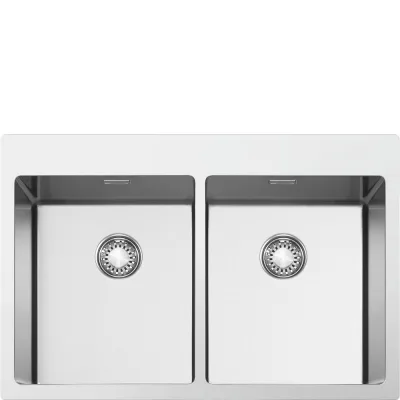 Smeg S Lavello due vasche VR12S3434RS finitura acciaio inox da 75x51 cm - Filotop/Flat - IN PROMOZIONE FINO AL 6/07