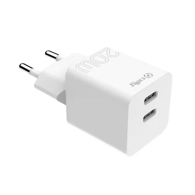 CELLY 2USB-C WALL CHARGER 20W WHITE TC2USBC20WWH