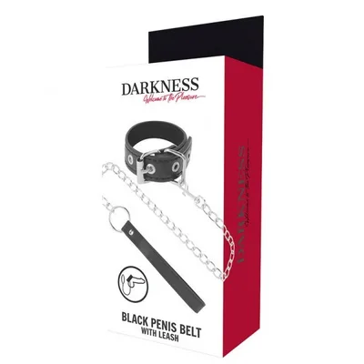 Anello Pene BDSM con Guinzaglio Catena Regolabile Pelle Vegana Nero Fetish Uomo