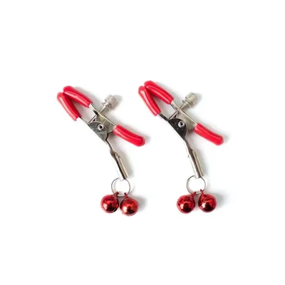 LateToBed Pinze Capezzoli Regolabili Campanellini Rosse Metallo BDSM
