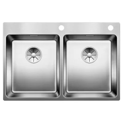 Blanco Lavello due vasche ANDANO 340/340-IF/A 1520832 in acciaio inox da 74.5x50 cm - Sopratop/Filotop